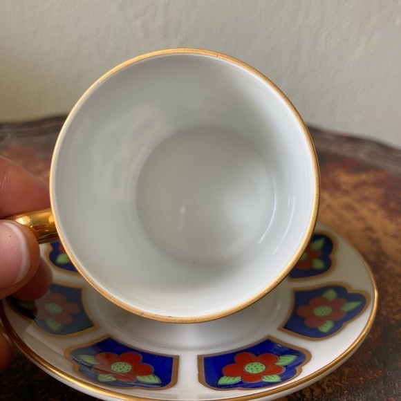 Vintage Fitz & Floyd Oriental Flower Demitasse Set - Picture 5 of 8